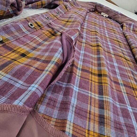 Mystree Shacket Women's Small Purple Brown Long Sleeve Snaps EUC LN Heavy Task - Picture 7 of 16